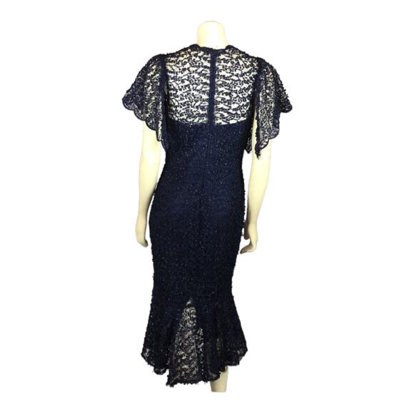 NICOLE BAKTI  Scalloped Flutter Sleeve Beaded Mermaid Dress STYLE #663 size 8 - Picture 10 of 12